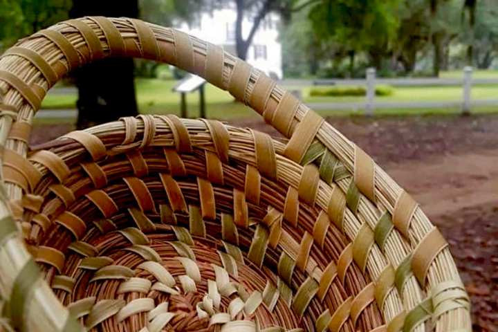a close up of a basket